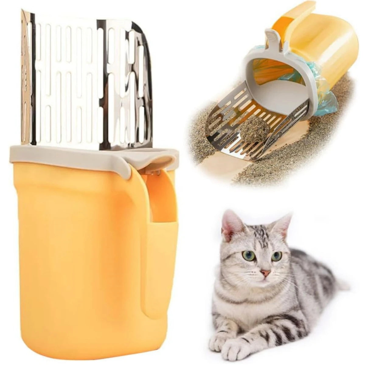 Self-Cleaning Cat Litter Scoop with Waste Bin | One-Handed Litter Cleaner | Hygienic No-Touch Scooper