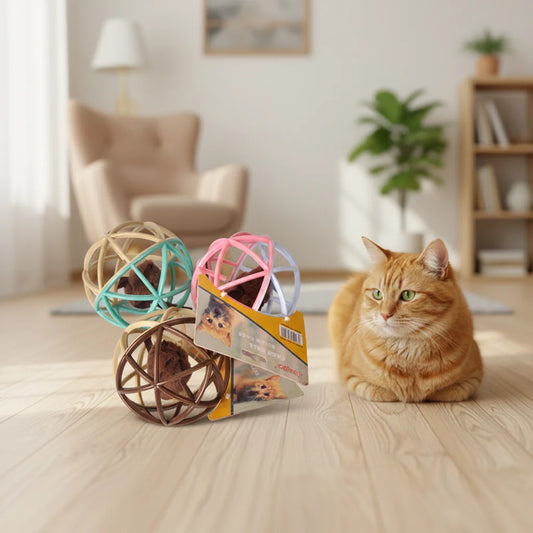 Interactive Mouse Cage Ball Cat Toy with Bird Chirp Sound | Rolling Hunting Toy for Active Indoor Cats