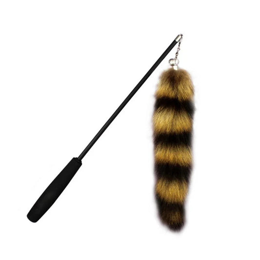 Interactive Retractable Cat Teaser Wand with Fluffy Tail Toy | Durable Carbon Steel Cat Toy