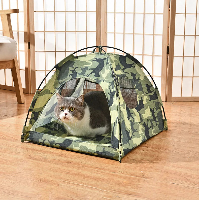 Foldable Cat Tent Bed | Cozy Indoor Hideout with Breathable Mesh Windows