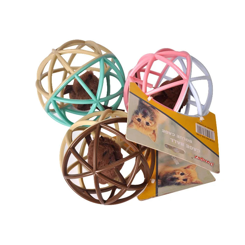 Interactive Mouse Cage Ball Cat Toy with Bird Chirp Sound | Rolling Hunting Toy for Active Indoor Cats