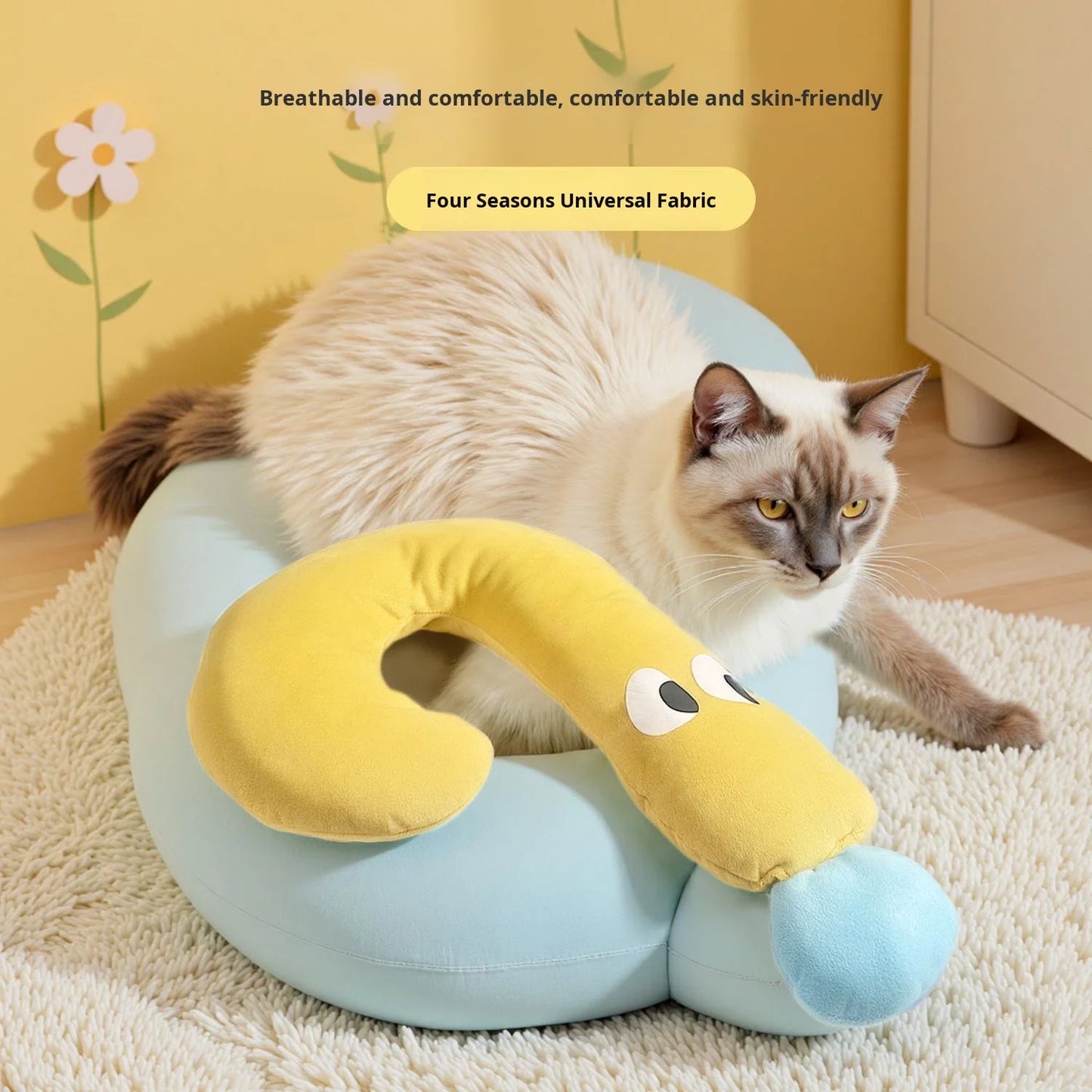 Question Mark Cat Pillow Bed | Soft Plush Pet Cushion | Multi-Use Cat Lounger & Comfort Toy
