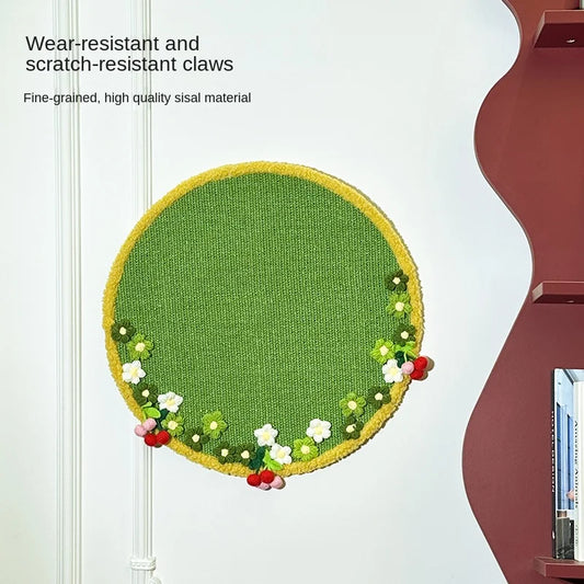 Natural Sisal Cat Scratch Mat | Flower Garden Scratch Pad & Play Mat (Anti-Slip, Durable, Multi-Use)