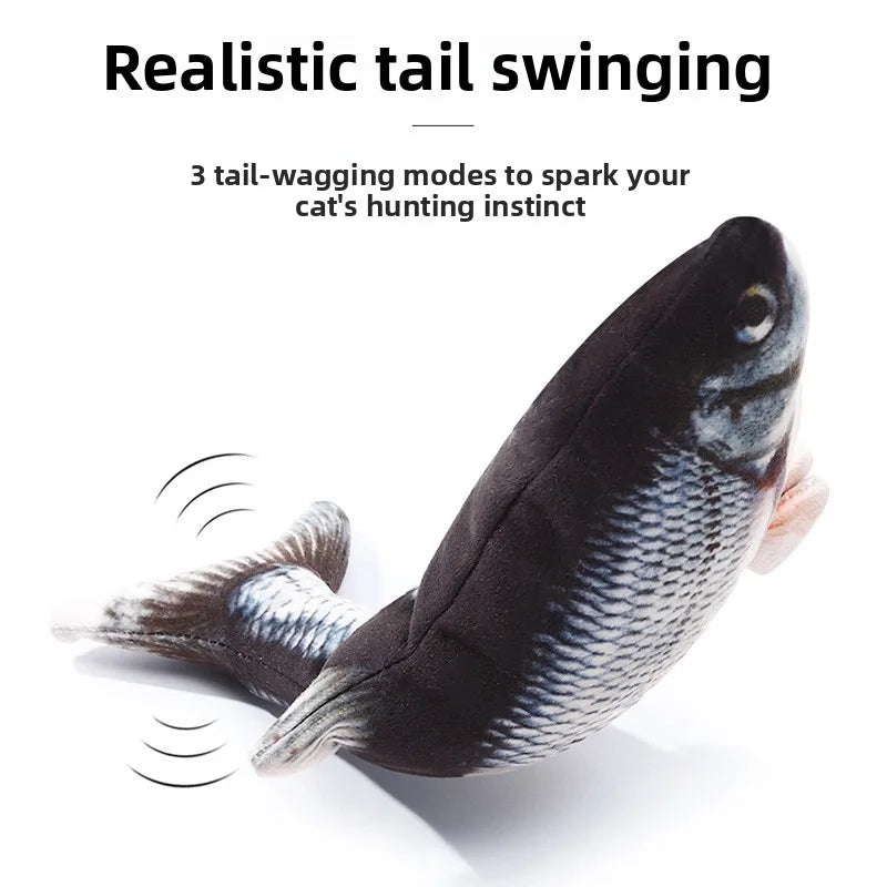Interactive Flopping Fish Cat Toy | USB Rechargeable Moving Fish Toy for Cats with Touch Sensor & Realistic Tail Movement