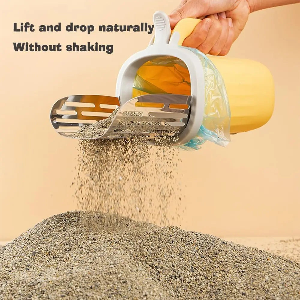 Self-Cleaning Cat Litter Scoop with Waste Bin | One-Handed Litter Cleaner | Hygienic No-Touch Scooper