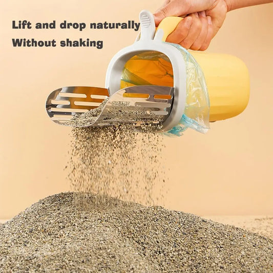 Self-Cleaning Cat Litter Scoop with Waste Bin | One-Handed Litter Cleaner | Hygienic No-Touch Scooper