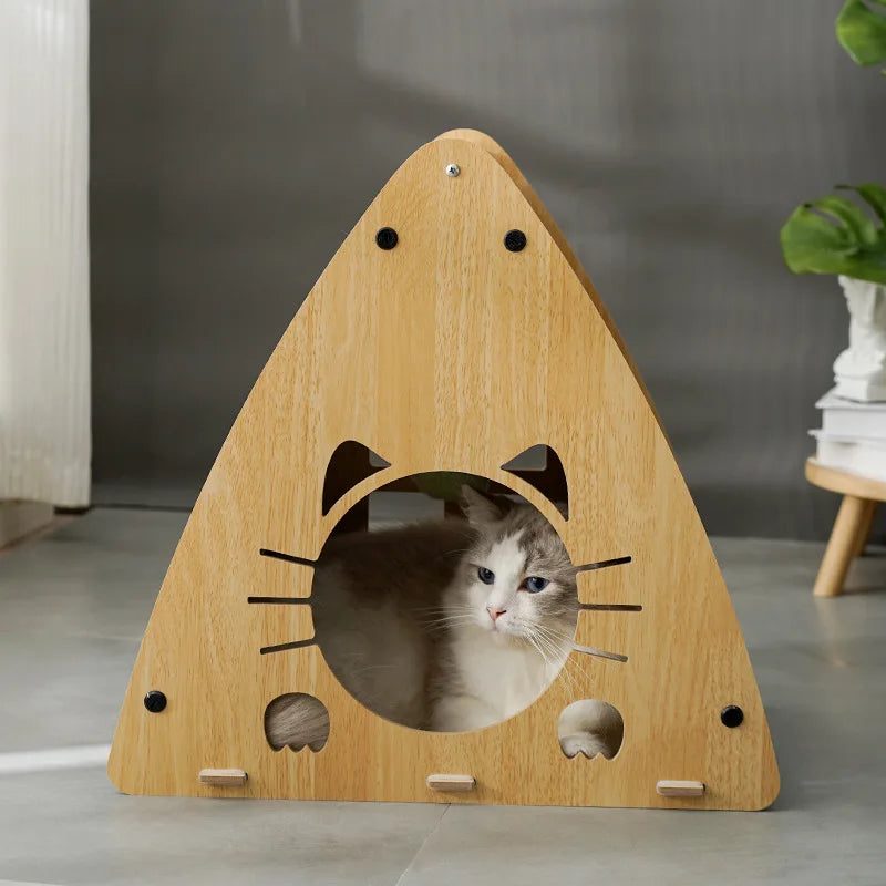 Multi-Cat Hideout & Scratch Board | Durable Cat Shelter with Play Openings