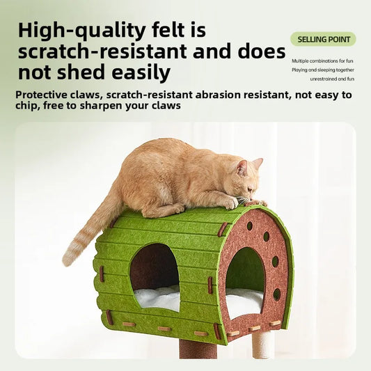 Premium Multi-Level Cat Tree with Cozy House, Scratching Post & Hammock | All-in-One Cat Activity Tower