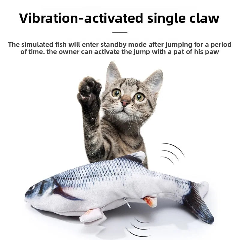 Interactive Flopping Fish Cat Toy | USB Rechargeable Moving Fish Toy for Cats with Touch Sensor & Realistic Tail Movement
