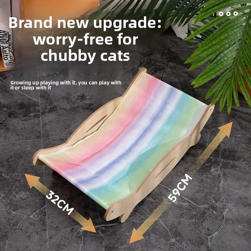 Pet Cooling Bed for Cats with Wooden Frame | Cat Ice Pad Lounger, Summer Cooling Recliner Bed for Cats & Small Dogs