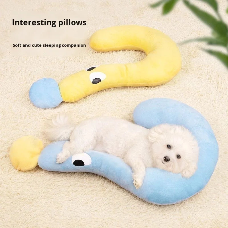 Question Mark Cat Pillow Bed | Soft Plush Pet Cushion | Multi-Use Cat Lounger & Comfort Toy