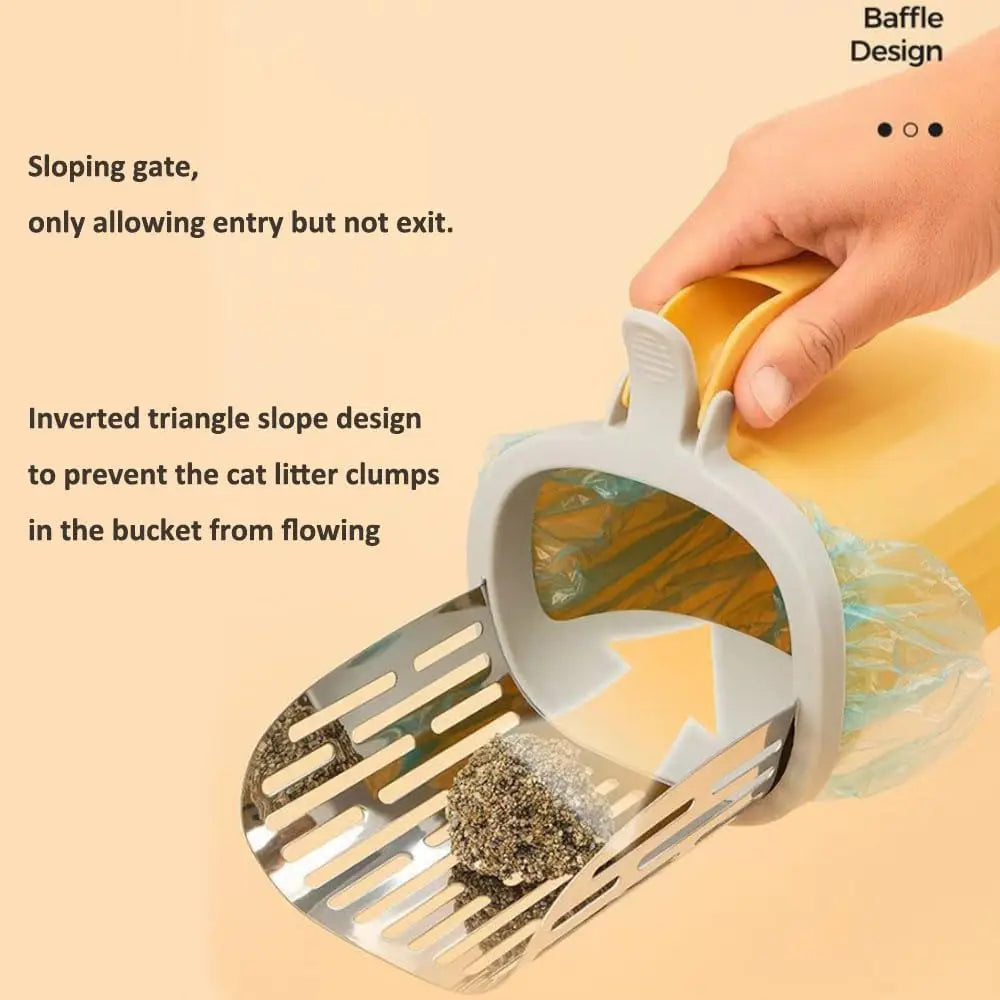 Self-Cleaning Cat Litter Scoop with Waste Bin | One-Handed Litter Cleaner | Hygienic No-Touch Scooper