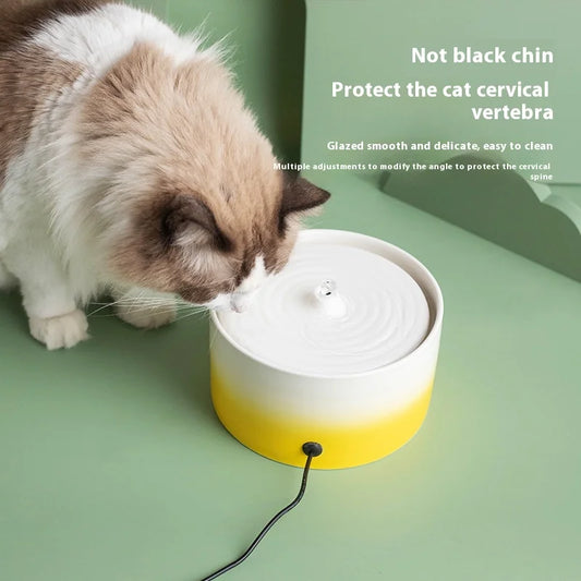 Ceramic Cat Water Fountain – Quiet Flow Hydration System