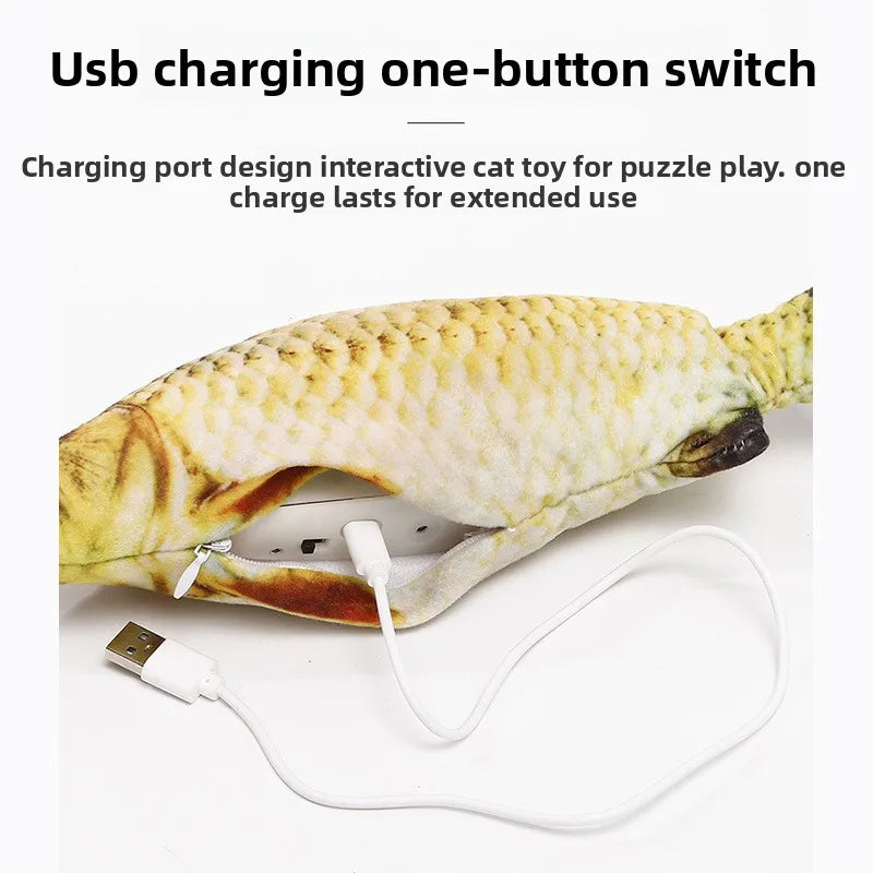 Interactive Flopping Fish Cat Toy | USB Rechargeable Moving Fish Toy for Cats with Touch Sensor & Realistic Tail Movement