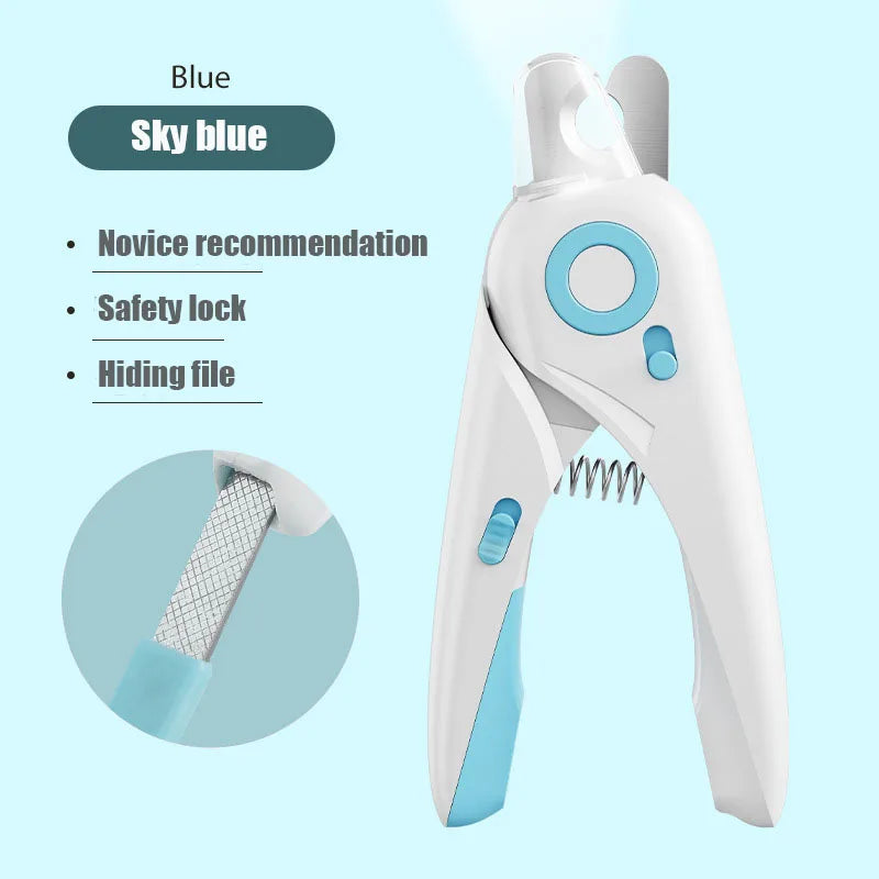 LED Cat Nail Clipper with Safety Guard & Built-in File | Precision Pet Grooming Tool