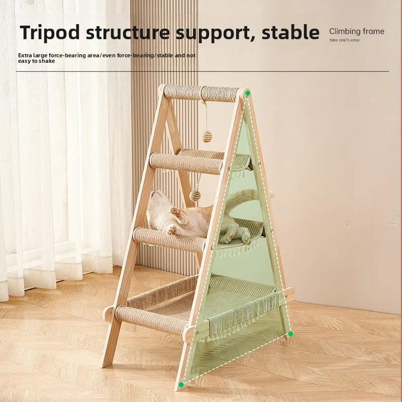 Multi-Level Wooden Cat Climbing Frame – Scratch, Climb & Relax