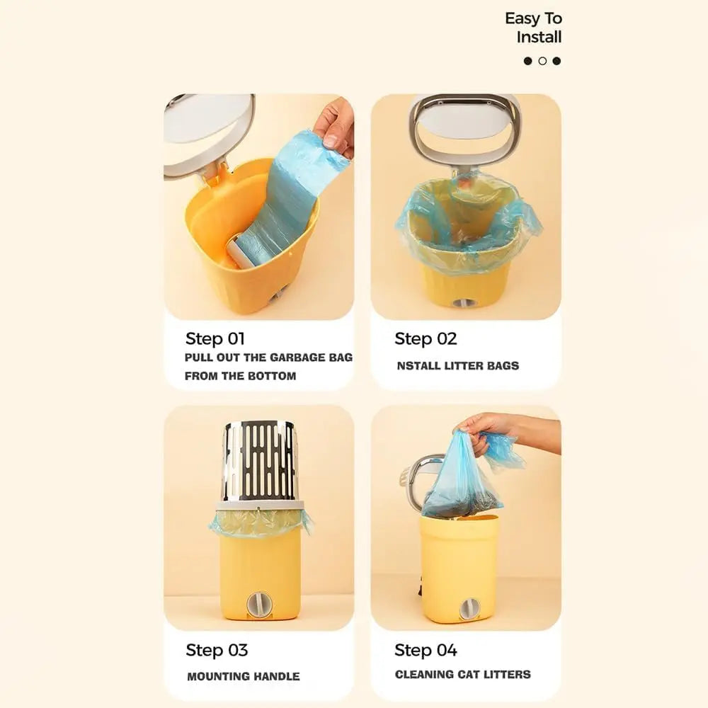 Self-Cleaning Cat Litter Scoop with Waste Bin | One-Handed Litter Cleaner | Hygienic No-Touch Scooper