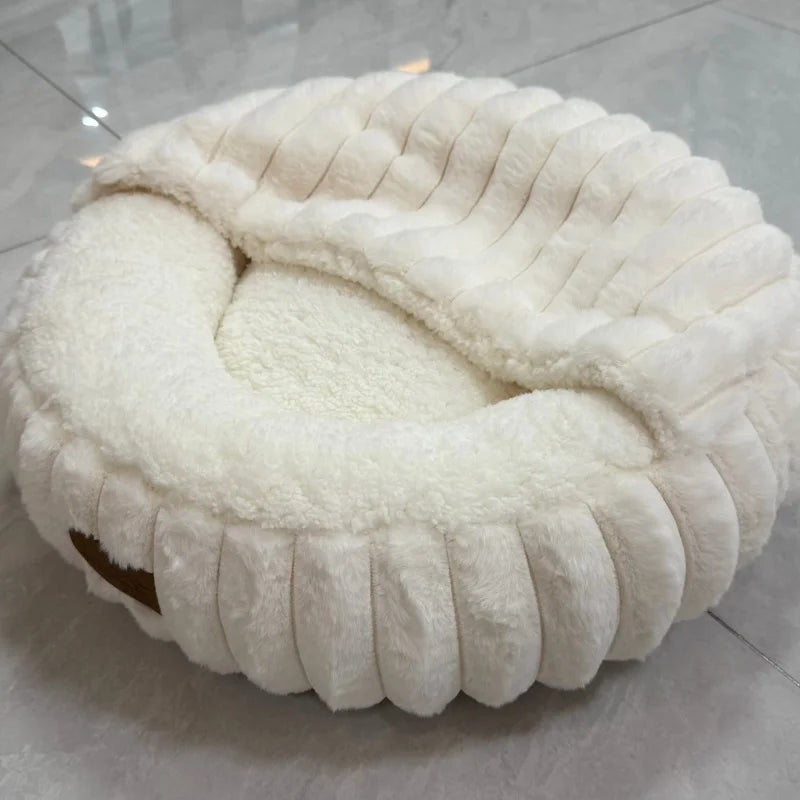 Ultra-Soft Calming Pet Bed| Warm Anti-Anxiety Nest Bed for Cats(Anti-Slip Base)
