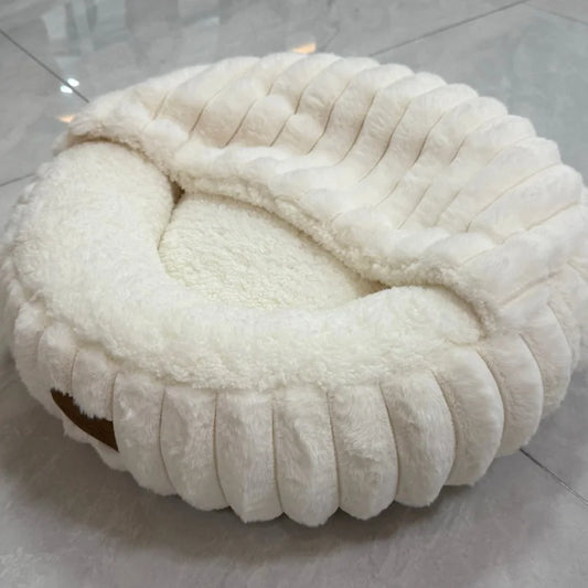 Ultra-Soft Calming Pet Bed| Warm Anti-Anxiety Nest Bed for Cats(Anti-Slip Base)