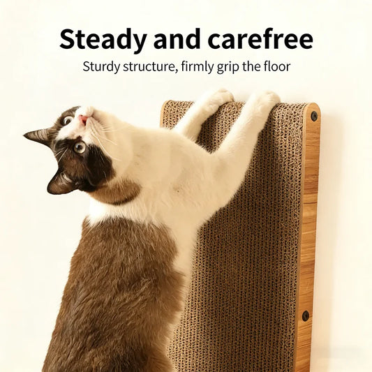L-Shaped Cat Scratcher Board with Ball Track | Vertical & Horizontal Corrugated Cat Scratching Pad for Indoor Cats
