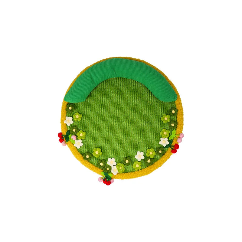 Natural Sisal Cat Scratch Mat | Flower Garden Scratch Pad & Play Mat (Anti-Slip, Durable, Multi-Use)