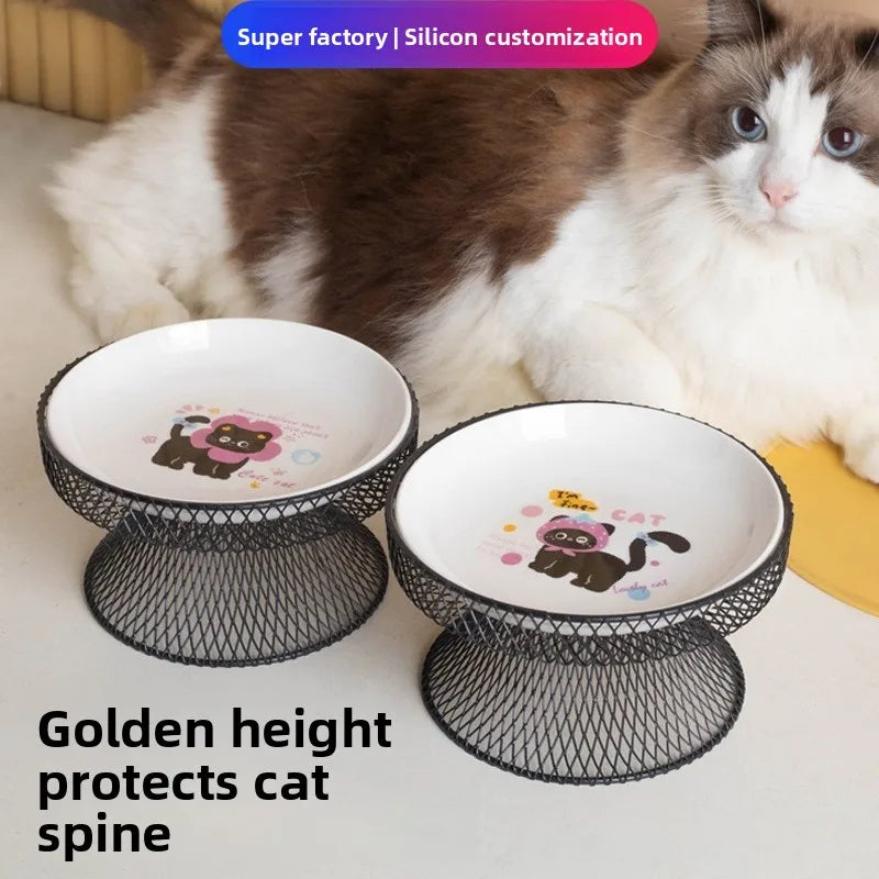 Elevated Ceramic Cat Bowl | Anti-Whisker Fatigue Feeding Bowl | Raised Food Bowl for Cats