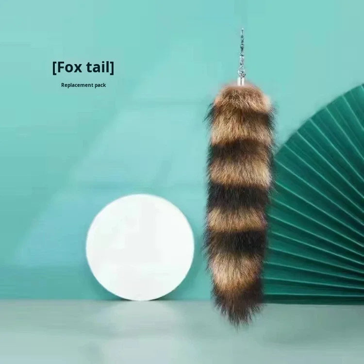 Interactive Retractable Cat Teaser Wand with Fluffy Tail Toy | Durable Carbon Steel Cat Toy