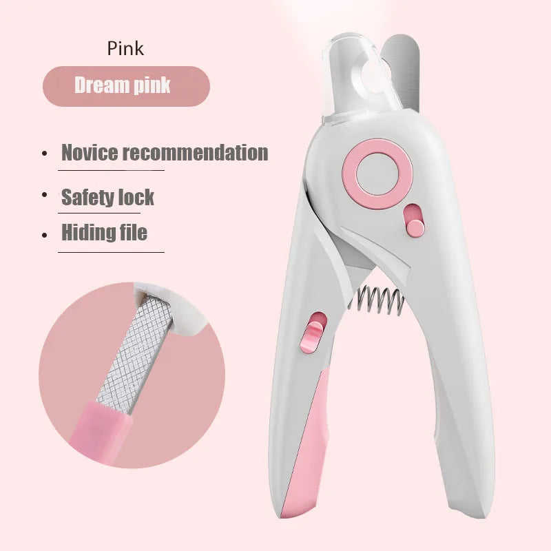 LED Cat Nail Clipper with Safety Guard & Built-in File | Precision Pet Grooming Tool
