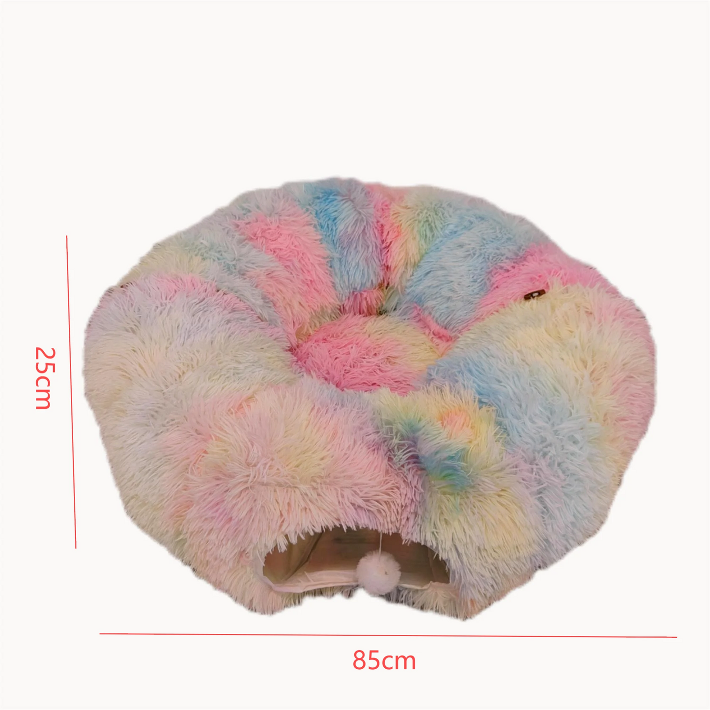 Ultra-Soft Calming Cat Bed with Tunnel Hideout | Anti-Anxiety Plush Nest for Cats