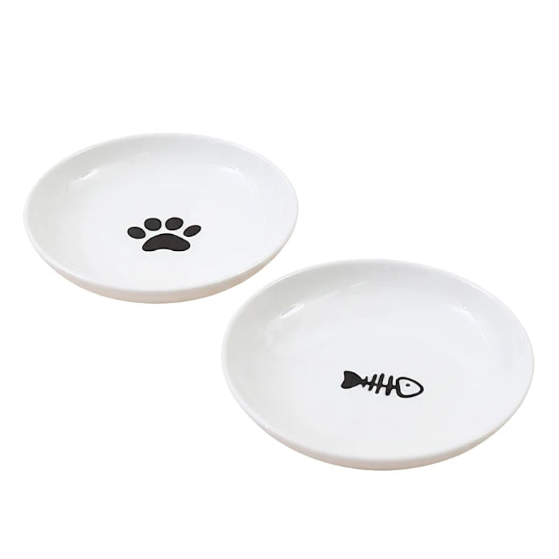 Elevated Ceramic Cat Bowl with Metal Stand | Whisker-Friendly Raised Feeding Bowl (Anti-Slip & Neck Support)