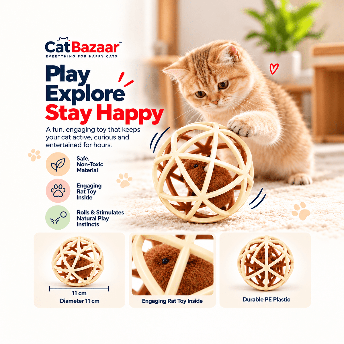 Mouse Ball Cat Toy – Bird Sound - Catbazaar.in