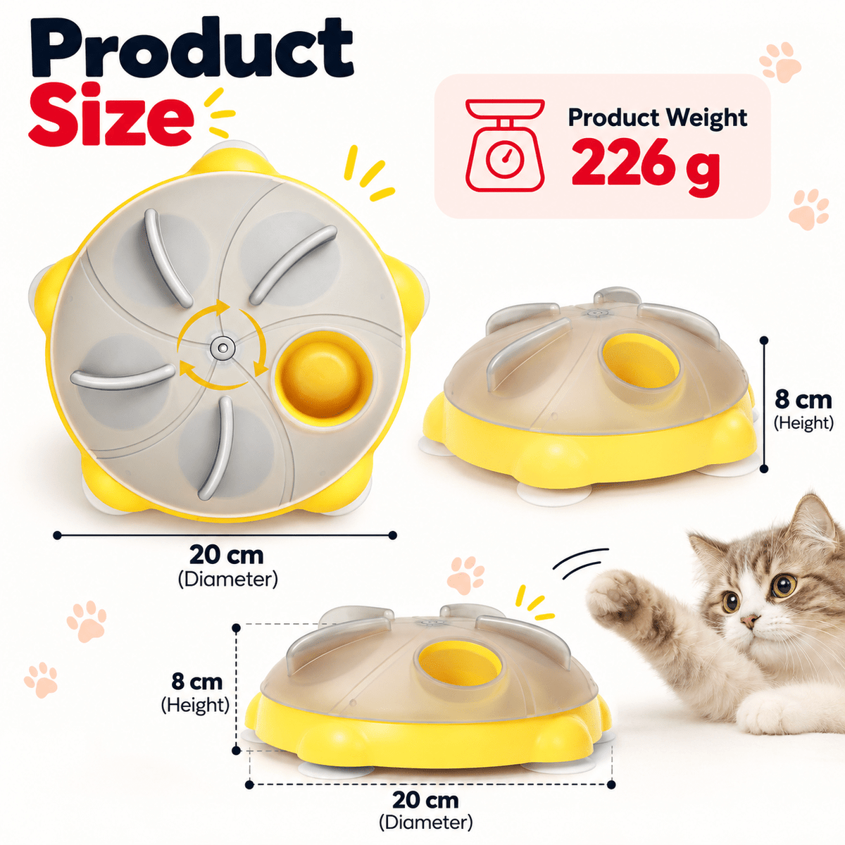 Rotating Cat Puzzle Feeder – Slow Treat Dispenser - Catbazaar.in