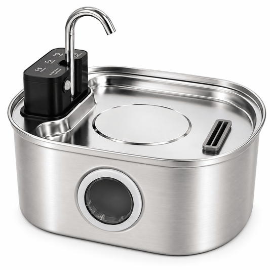 Smart Stainless Steel Cat Water Fountain 3.2L – Triple Filtration & Motion Sensor - Catbazaar.in