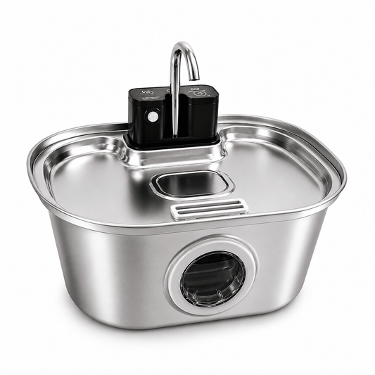 Stainless Steel Cat Water Fountain – 3.2L Cordless Filter - Catbazaar.in