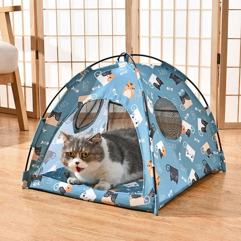 Foldable Cat Tent Bed | Cozy Indoor Hideout with Breathable Mesh Windows