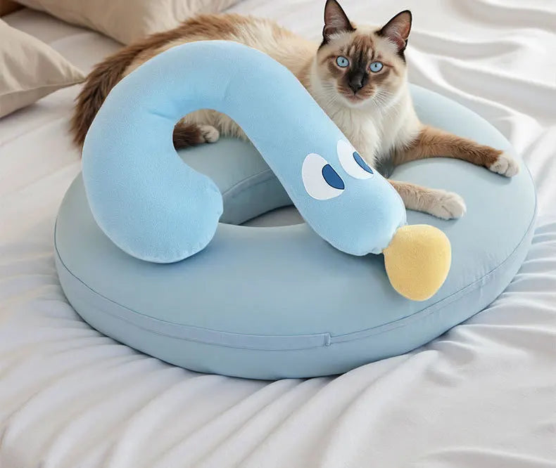 Question Mark Cat Pillow Bed | Soft Plush Pet Cushion | Multi-Use Cat Lounger & Comfort Toy