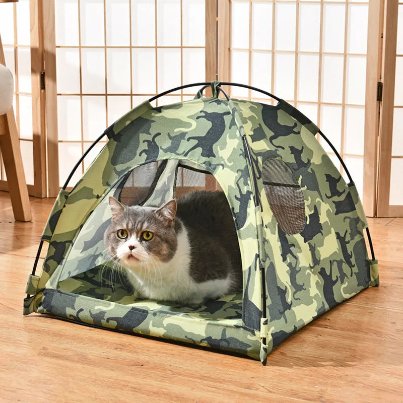 Foldable Cat Tent Bed | Cozy Indoor Hideout with Breathable Mesh Windows